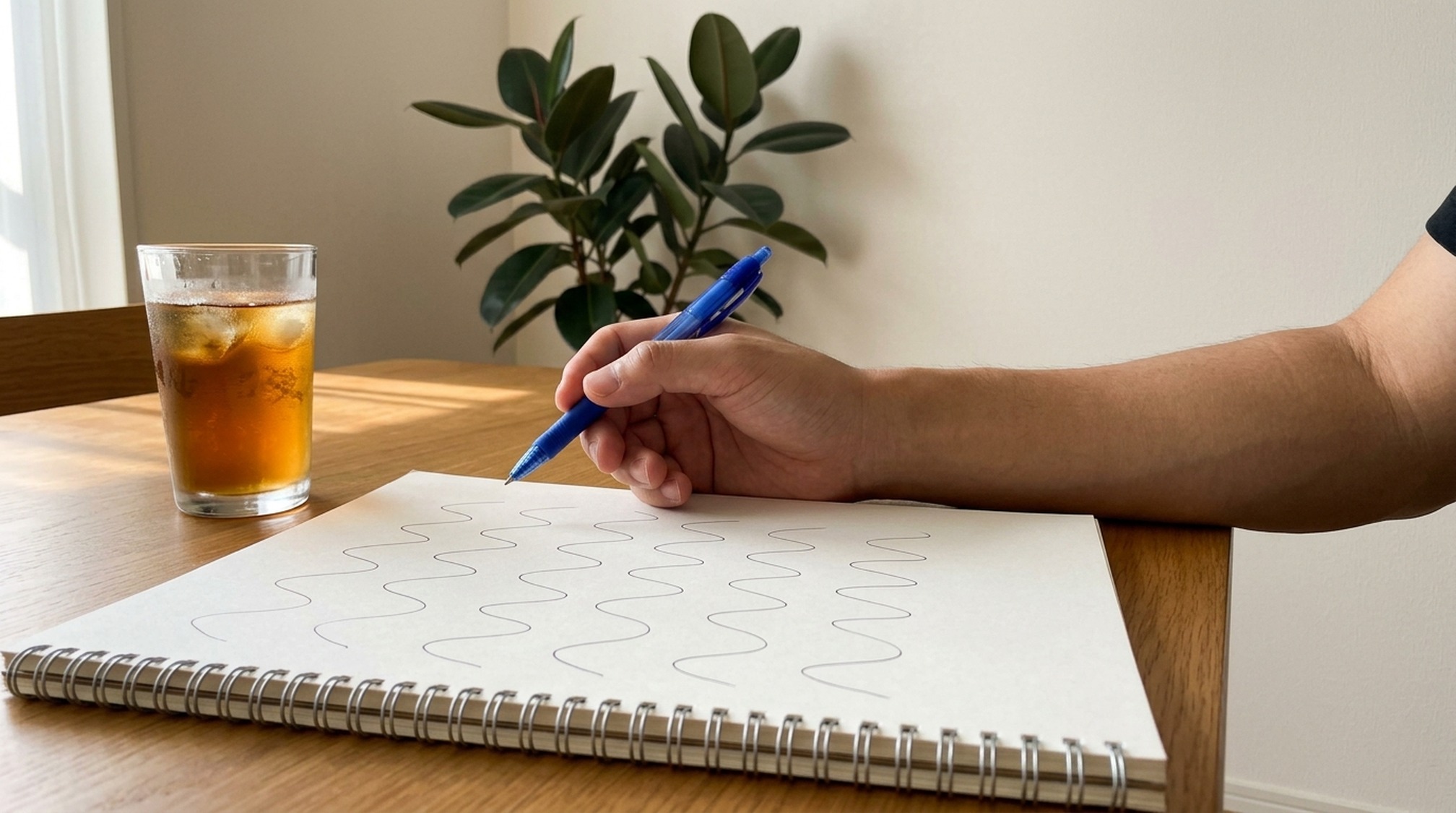 シュガーダディの良い口コミをノートに書き出す手元
