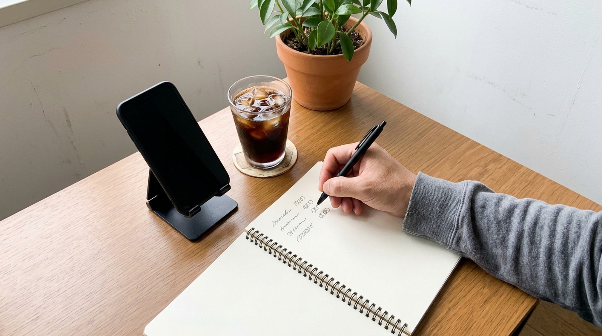 ラブアンの良い評判をノートに書き出す手元