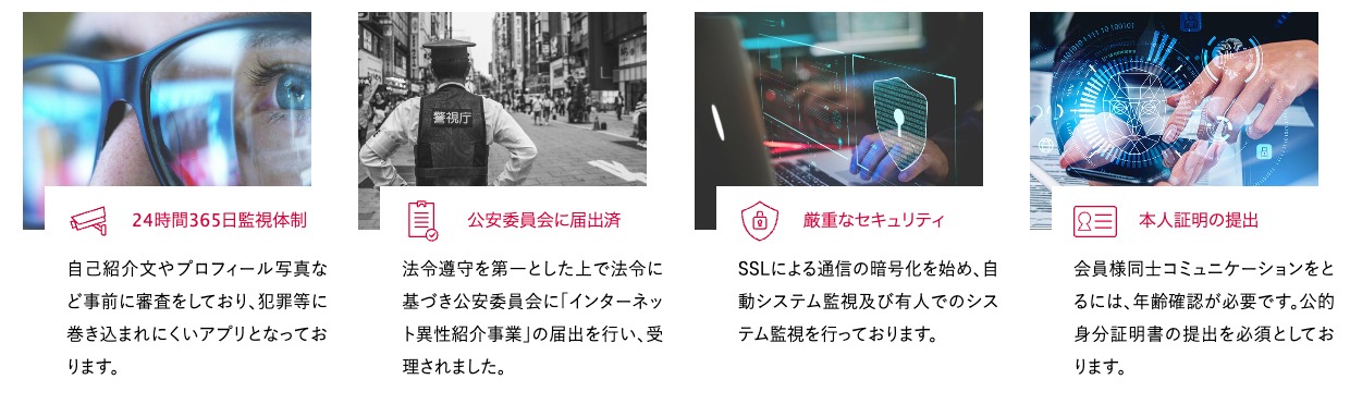 シュガーダディの監視体制と本人証明について公式が挙げている4項目