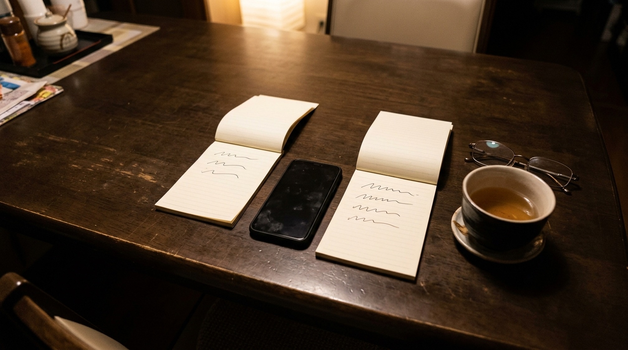 シュガーダディとペイターズの口コミを2冊のメモに書き分けた食卓