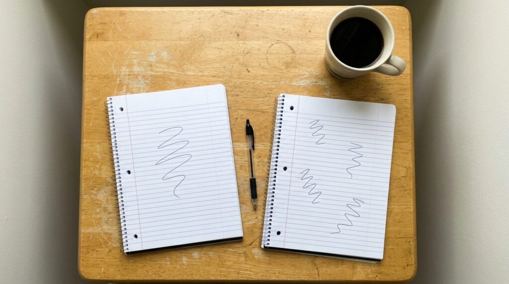 パパ活の2回目に向けて初回の内容を書き出した机の上